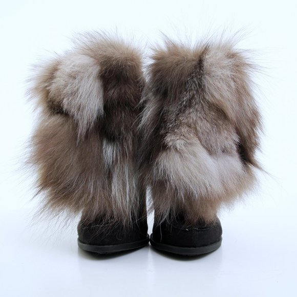 Chinese Laundry Faux Fur Lace Up Heeled Boots in Black Women Size 5.5 - Picture 3 of 12